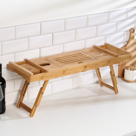 Table-vannitsa for a bath, large, 75 (109) x 23 x 4.5 cm, tree-14