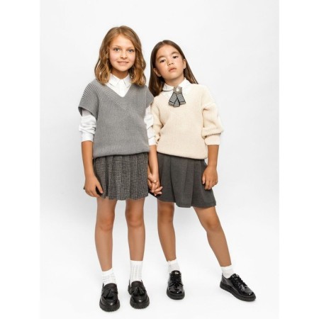 Vest for girl Knit, height 140 cm, gray color-11
