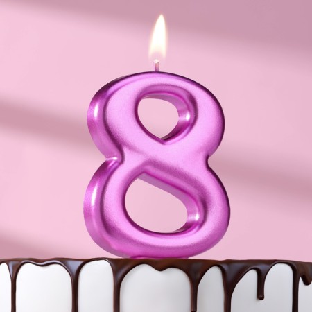 Candle for the Cake "European Giant", number 8, 7 cm, purple metallic