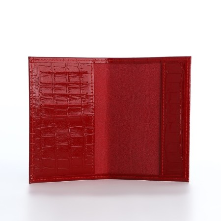 Passport cover, 5 pockets for cards, crocodile, red color-4