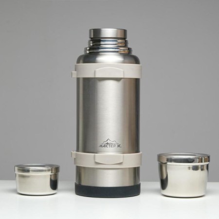 Thermos, 3.2 l, Volume "Master K", with two circles and a strainer, retains heat 72 hours, silver 542-1