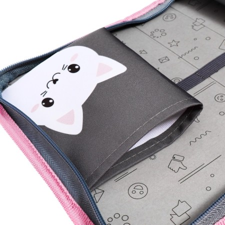 Penal 1 section 140 x 210 x 40 mm, folding pocket and cosmetic bag, fabric, calligrata top content "cat"-7
