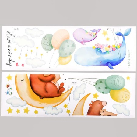 Sticker Plastic Interior color "Beasts and balloons" 30x90 cm set 2 sheets-1