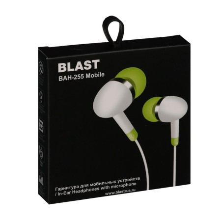 Headphones Blast BAH-255 Mobile, vacuum, microphone, control, 32 Ohm, 3.5 mm, 1.2m, white-1