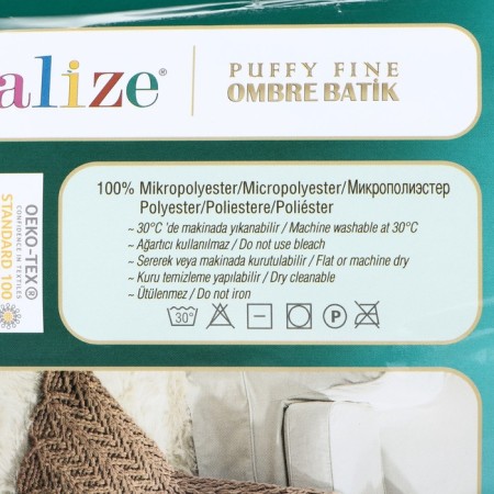 Yarn "Puffy FinE Ombre Batik" 100% micropoliester 73m/500g (7276 berry)-2