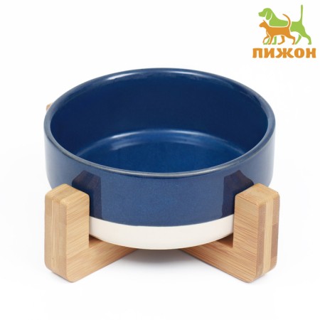 Ceramic bowl on a stand 450 ml 13 x 5 cm blue with white-1