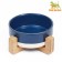 Ceramic bowl on a stand 450 ml 13 x 5 cm blue with white