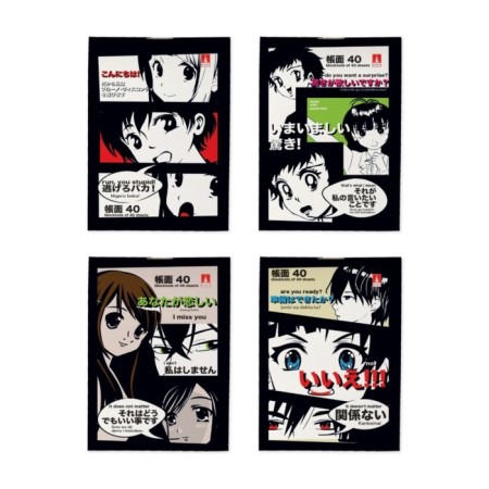 Notepad A7, 40 sheets in a cage on Manga Anime clip, cardboard cover, block 55 g/m2, mix