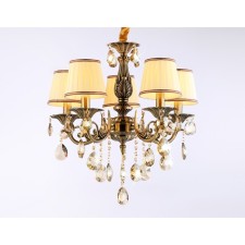Suspended chandelier with lampshades and crystal Ambrella Light, Traditional, TR4577, 5HE14, Bronze Color