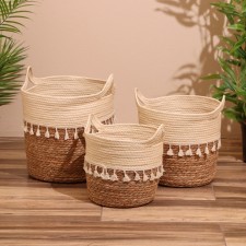 Set of wicker baskets 3 pcs, 31.5x29x26 cm