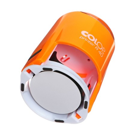 Equipment for round printing Automatic Colop Printer R40, diameter 41.5 mm, with a lid, orange neon case-3