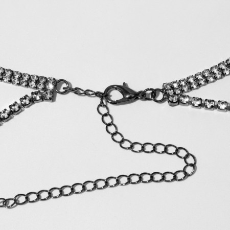 Choker "ice", white color in gray metal 2 rows, 44.5 cm-1