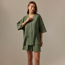 Костюм домашний женский (рубашка и шорты) SL HOME р. XL, оливковый