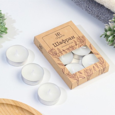 Aromatic tea candle 6 pcs in under the box, "saffron"