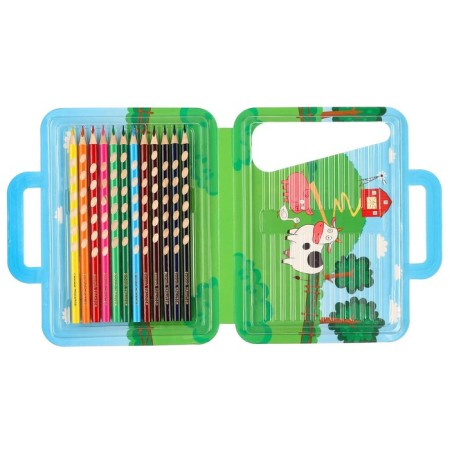 Colored pencils, 12 colors, trihedral, blue tractor-4