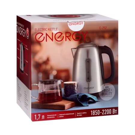Electric kettle Energy E-252, metal, 1.7 l, 2200 watts, silver-9
