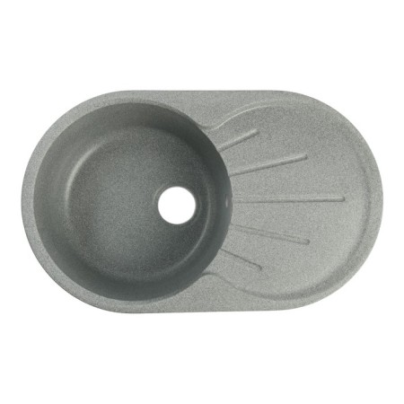 Sin for a kitchen made of stone Zein 110/Q8, 730 x 450 mm, oval, overflow, dark gray color-3