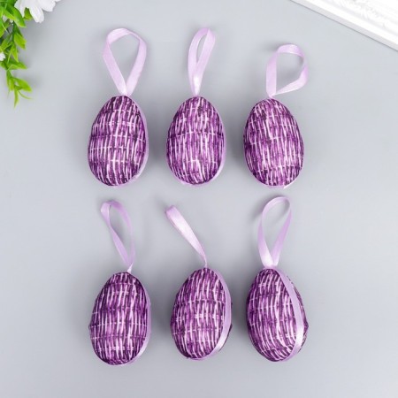Decor Easter suspension "Strip egg" set 6 pcs mix 6x4 cm-2