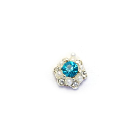 Metal fittings Pole "Hexagon with turquoise", 4 pcs