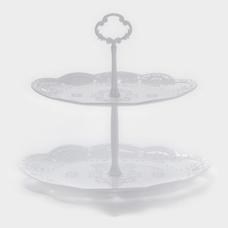 Ovalno-Ovalnaya Farrier “Vivien”, 2 tiers, 25.5 × 17.5/30 × 21.5 cm, white color