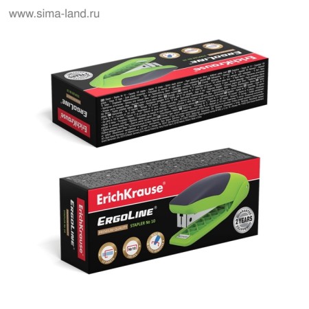 Stapler Erichkrause Ergoline No. 10, up to 15 sheets, built-in anti-stepler, rubber anti-slip insert, bright salad-7