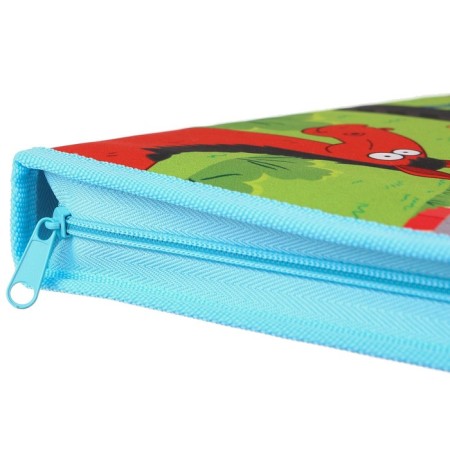 A4 labor folder with a pencil case, on a zipper, textiles, blue tractor-1