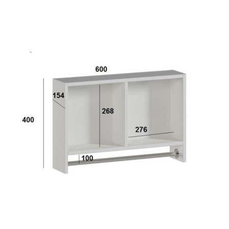 Bathroom cabinet with a rod for towels white, 60 x 15.4 x 40 cm-2