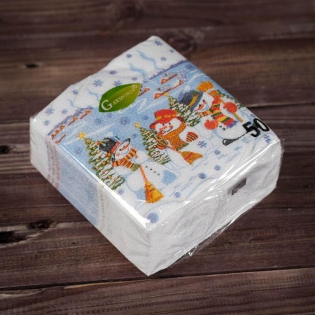 New Year's napkins paper "Harmony of color multicolor. Snowmen", 24*24 cm, 50 sheets-5
