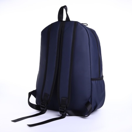 Youth backpack from textiles on lightning, waterproof, 3 pockets, blue color-3