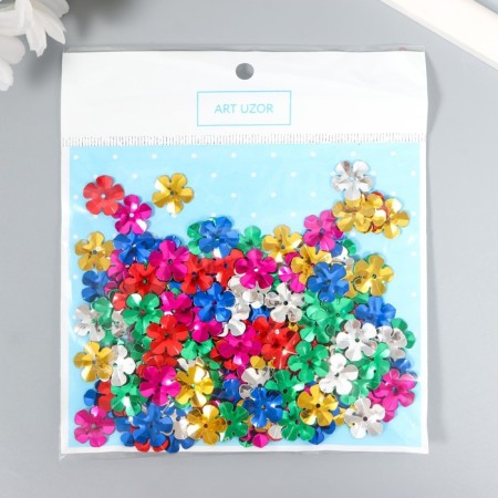 Set for creativity of sequin 10 grams "Multi -colored flowers" 1.5x1.5 cm-2