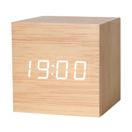 Clock - an alarm clock electronic "digit" with a thermometer, wooden, 6.5 cm, aaa, USB-1