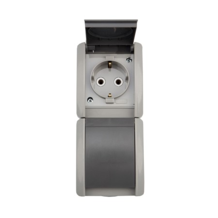 Vertical Block 2 outlet Industrial IP54 with grounding, o/y, gray kranz-2
