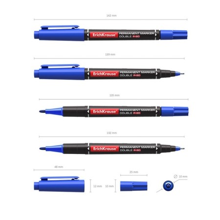 Marker Permanent Erichkrause Double P-80, bilateral, blue-4