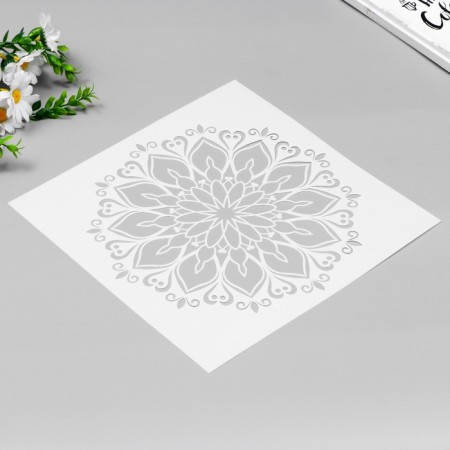 Stencil plastic "Flower with patterns" 30x30 cm-1