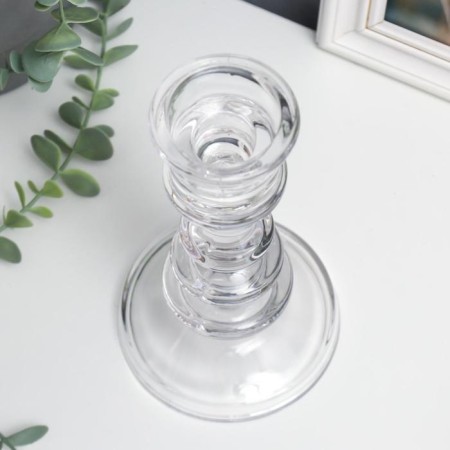 Glass of glass per 1 candle "smooth lines" transparent 20x11x11 cm-2