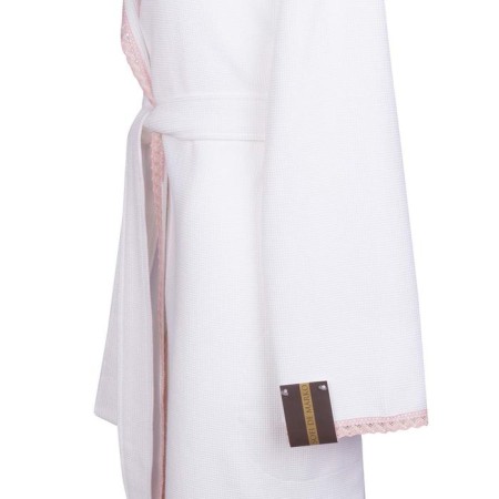 Wafel bathrobe with a hood "Celeste", size XL, white color-1