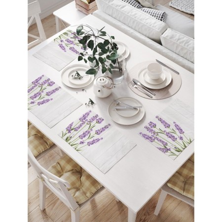 Set of napkins for setting the table "lavender at the fence", rectangular, size 32x46 cm, 4 pcs