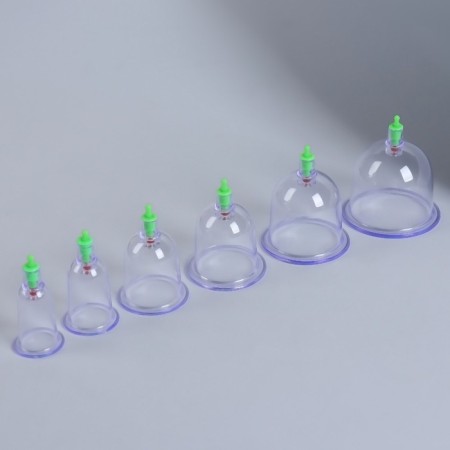 A set of vacuum cans for massage, with a pump, 6 pcs, D 6.8/5.9/5.2/4.4/3.4/3 cm-2