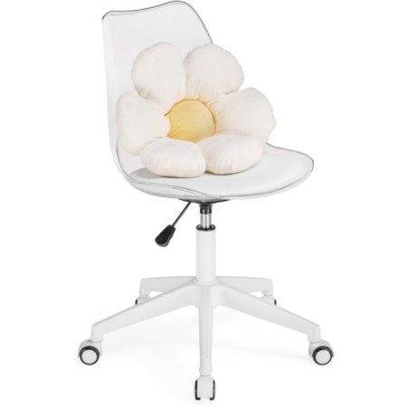 Computer chair Kolin with a pillow metal/eco -leather/plastic, white/transparent 46x64x86 cm-1