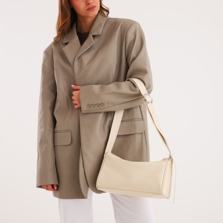 Bag Women's Cross-Bodi, on a zipper, beige color-7