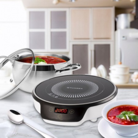 Induction Tuarex TK-2726, 2000 watts, 1 burner, black and white-1