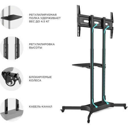 Onkron TS1351 Black 32 "-65" Max.50kg Floor Mobile TV-4