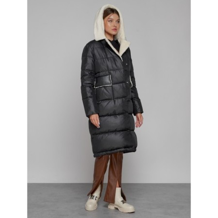 Coat insulated winter female, size 50, black color-6
