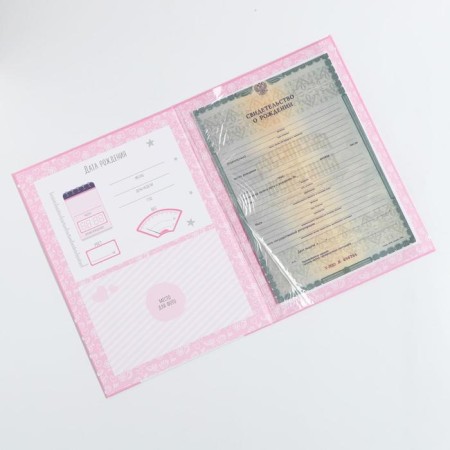 Folder for birth certificate for the girl "Bear", A4-3