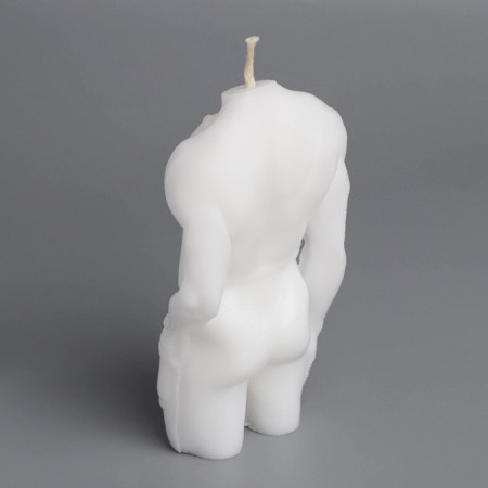 Figure candle "Male silhouette" in a apron with a heart, 5.5x3.5x10.5 cm, white-3