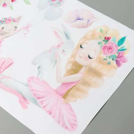 Stick plastic interior color "Baby-ballerina with animals" 30x90 cm-2