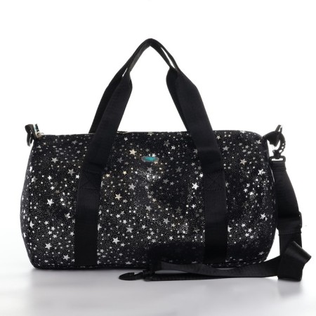 Bag children's sports plush for a girl with sparkles "Stars" black-2