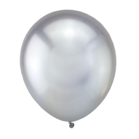 Latex ball 12 ", mirror, chrome, set 50 pcs., Silver-1