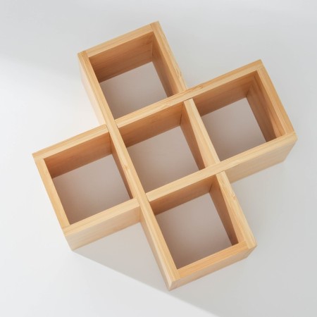 A set of glass cans for bulk products with bamboo covers "Eco", 350 ml, on a stand, 5 pcs-4