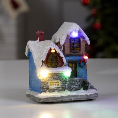 LED figure "snow -covered house" 9 × 10 × 6 cm, polystone, batteries AAAX3 (not in the kit), glow of multi